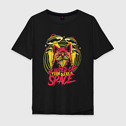 Мужская футболка оверсайз Бородатый кот из космоса
