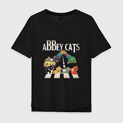Футболка оверсайз мужская Abbey cats, цвет: черный