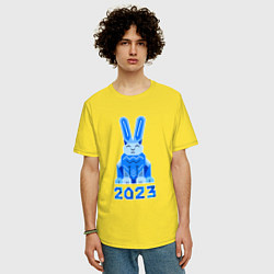 Футболка оверсайз мужская Геометрический синий кролик 2023, цвет: желтый — фото 2