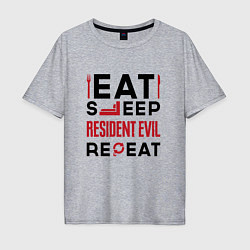 Мужская футболка оверсайз Надпись: eat sleep Resident Evil repeat