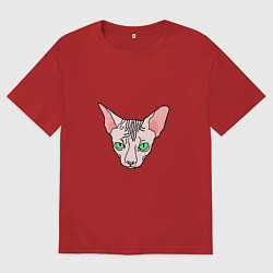 Футболка оверсайз мужская Сфинкс - кот без шерсти, цвет: красный