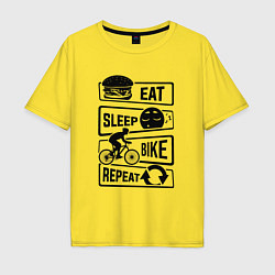 Футболка оверсайз мужская Eat sleep bike repeat art, цвет: желтый