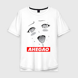 Мужская футболка оверсайз Лицо ахегао с логотипом