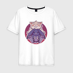 Мужская футболка оверсайз Новогодние друзья: кот и кролик