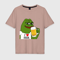 Футболка оверсайз мужская Drink Pepe, цвет: пыльно-розовый