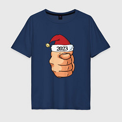 Мужская футболка оверсайз Новогодний шиш - оберег 2023