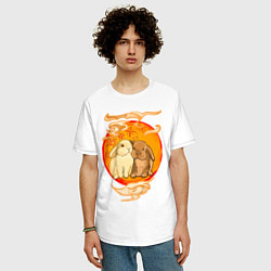 Футболка оверсайз мужская Новогодние кролики, цвет: белый — фото 2