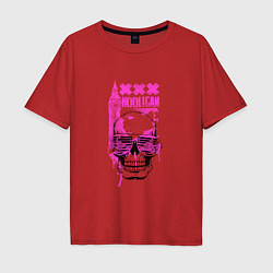 Футболка оверсайз мужская Hooligan skull, цвет: красный