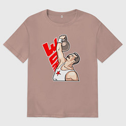 Футболка оверсайз мужская Сталин за зож, цвет: пыльно-розовый