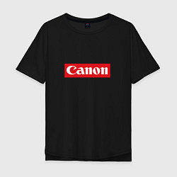 Мужская футболка оверсайз Canon - логотип в красном прямоугольнике