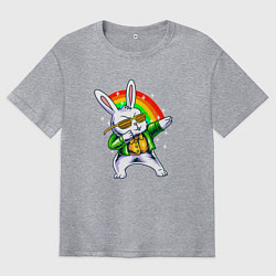 Мужская футболка оверсайз Заяц на фоне радуги