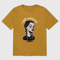 Футболка оверсайз мужская Wednesday: I hate everyone, цвет: горчичный