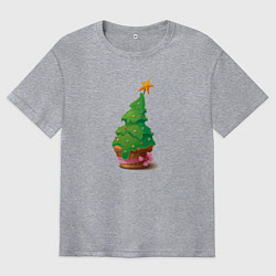 Футболка оверсайз мужская Елочка в виде капкейка, цвет: меланж