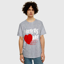 Футболка оверсайз мужская Haters love me, цвет: меланж — фото 2