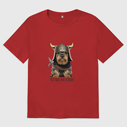 Футболка оверсайз мужская Собака Ver thik, her ek kom, цвет: красный