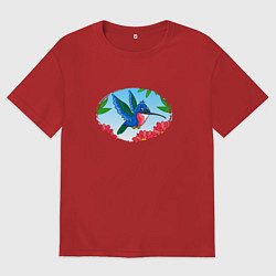 Мужская футболка оверсайз Мультяшная колибри