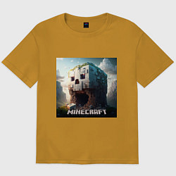Футболка оверсайз мужская Жуткая пещера Minecraft, цвет: горчичный