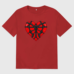 Футболка оверсайз мужская Связанное сердце бдсм, цвет: красный