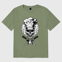 Футболка оверсайз мужская The cooks skull, цвет: авокадо