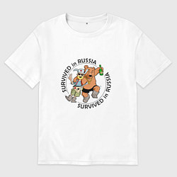 Футболка оверсайз мужская Выживший в России, цвет: белый