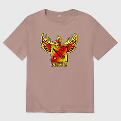 Футболка оверсайз мужская Дота 2 - огненный феникс, цвет: пыльно-розовый