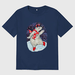 Футболка оверсайз мужская Танцующий мишка, цвет: тёмно-синий