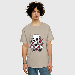 Футболка оверсайз мужская Череп и топорики, цвет: миндальный — фото 2