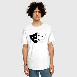Футболка оверсайз мужская Театральные маски грусти и радости, цвет: белый — фото 2