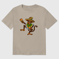 Мужская футболка оверсайз Забавная обезьянка в мексиканском стиле