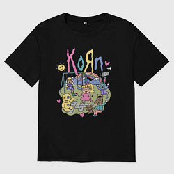 Футболка оверсайз мужская Мультяшный Корн, цвет: черный