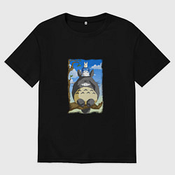 Мужская футболка оверсайз Тоторо на дереве