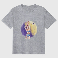 Мужская футболка оверсайз Девушка на фоне акварельного круга