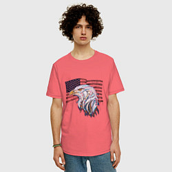 Футболка оверсайз мужская American eagle, цвет: коралловый — фото 2