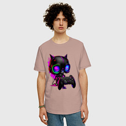 Футболка оверсайз мужская Хардкорный геймер, цвет: пыльно-розовый — фото 2