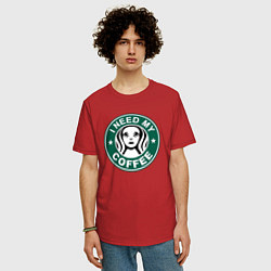 Футболка оверсайз мужская I need my cofee, цвет: красный — фото 2