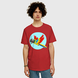 Футболка оверсайз мужская Красочный попугай, цвет: красный — фото 2