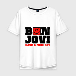 Футболка оверсайз мужская Bon Jovi band, цвет: белый