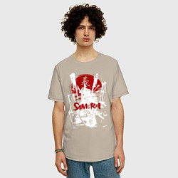 Футболка оверсайз мужская Белый самурай ранен стрелами, цвет: миндальный — фото 2