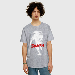 Футболка оверсайз мужская Белый самурай с ребёнком, цвет: меланж — фото 2