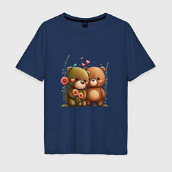 Мужская футболка оверсайз Плюшевые медведи с сердцем