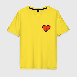 Футболка оверсайз мужская Расколотое сердце - мини, цвет: желтый