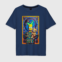 Мужская футболка оверсайз Bart Simpson and cats - нейросеть - плакат
