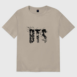 Футболка оверсайз мужская BTS logo, цвет: миндальный