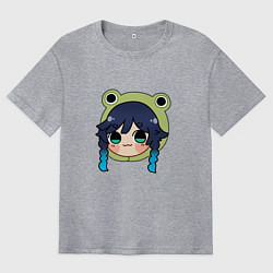 Футболка оверсайз мужская Венти в шапочке лягушки, цвет: меланж