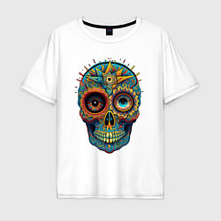 Футболка оверсайз мужская Mexican skull, цвет: белый