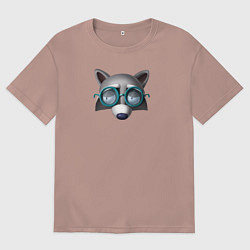 Мужская футболка оверсайз Хитрый енот в очках
