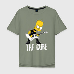 Футболка оверсайз мужская The Cure Барт Симпсон рокер, цвет: авокадо