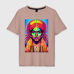 Мужская футболка оверсайз Индеец в стиле поп-арт