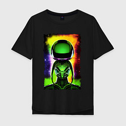Футболка оверсайз мужская Bizarre alien - neural network - neon glow, цвет: черный