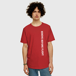 Футболка оверсайз мужская Remove before flight, цвет: красный — фото 2